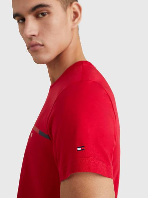 Tommy Hilfiger Signature Split Logo T-shirts Heren Rood | TH896WOB