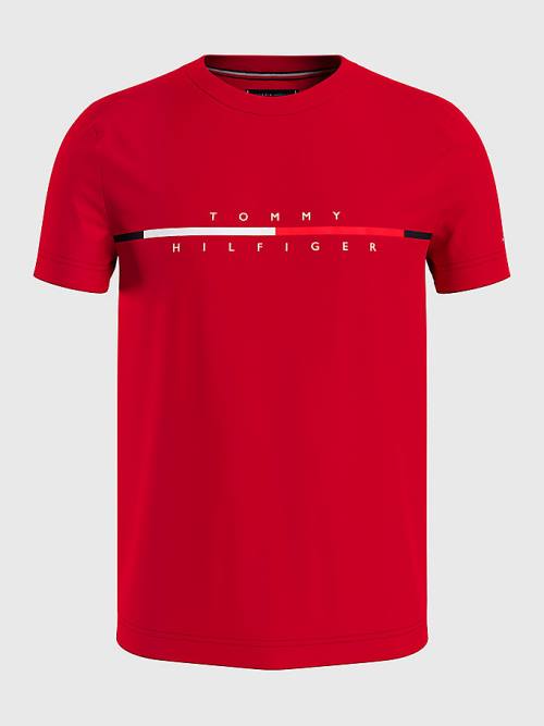 Tommy Hilfiger Signature Split Logo T-shirts Heren Rood | TH896WOB