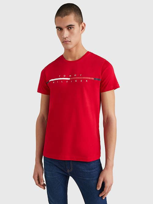 Tommy Hilfiger Signature Split Logo T-shirts Heren Rood | TH896WOB