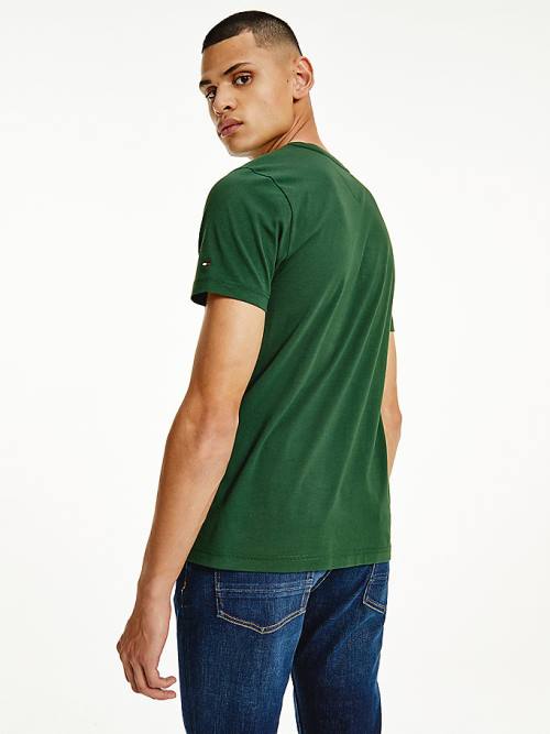 Tommy Hilfiger Signature Split Logo T-shirts Heren Groen | TH967GIR