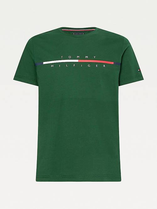 Tommy Hilfiger Signature Split Logo T-shirts Heren Groen | TH967GIR