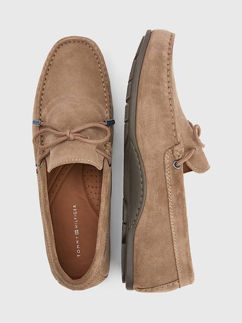 Tommy Hilfiger Signature Suede Driver With Laces Vrijetijdsschoenen Heren Khaki | TH932MAG