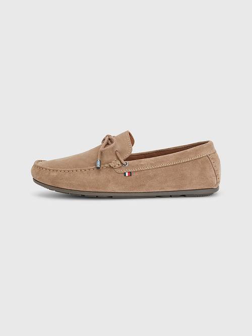 Tommy Hilfiger Signature Suede Driver With Laces Vrijetijdsschoenen Heren Khaki | TH932MAG