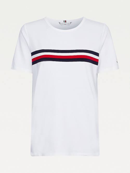 Tommy Hilfiger Signature Tape Crew Neck T-shirts Dames Wit | TH532ISA