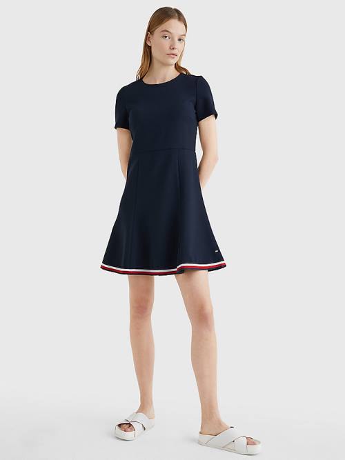 Tommy Hilfiger Signature Tape Fit And Flare Jurken Dames Blauw | TH258TQF