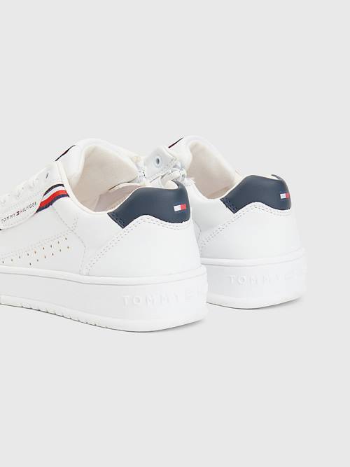 Tommy Hilfiger Signature Tape Kanten-Up Sneakers Jongens Wit | TH607EIM