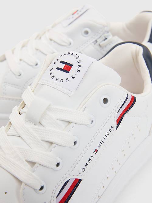 Tommy Hilfiger Signature Tape Kanten-Up Sneakers Jongens Wit | TH607EIM