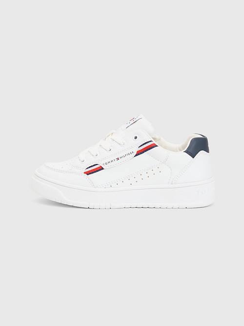 Tommy Hilfiger Signature Tape Kanten-Up Sneakers Jongens Wit | TH607EIM