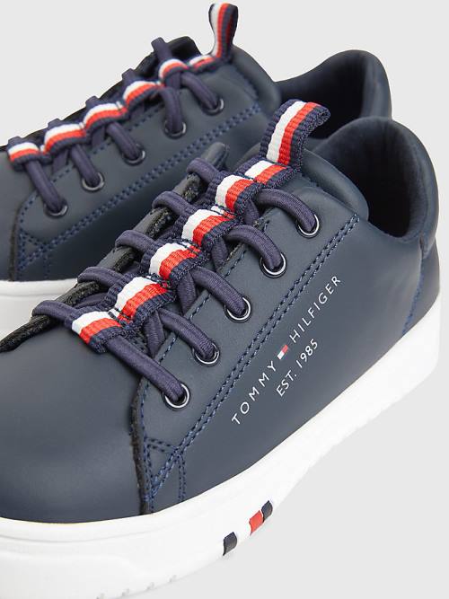 Tommy Hilfiger Signature Tape Kanten-Up Sneakers Jongens Blauw | TH820ZBC