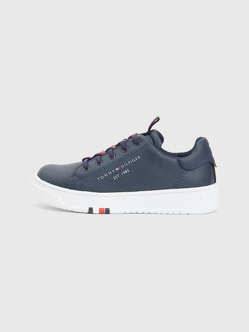 Tommy Hilfiger Signature Tape Kanten-Up Sneakers Jongens Blauw | TH820ZBC