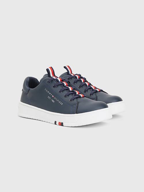 Tommy Hilfiger Signature Tape Kanten-Up Sneakers Jongens Blauw | TH820ZBC