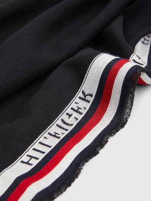 Tommy Hilfiger Signature Tape Logo Selvedge Sjaals Heren Zwart | TH327KCE