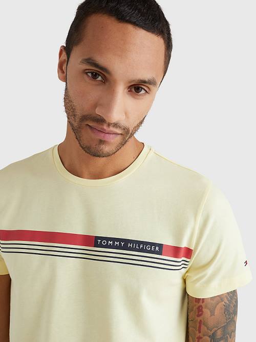 Tommy Hilfiger Signature Tape T-shirts Heren Geel | TH039JBK