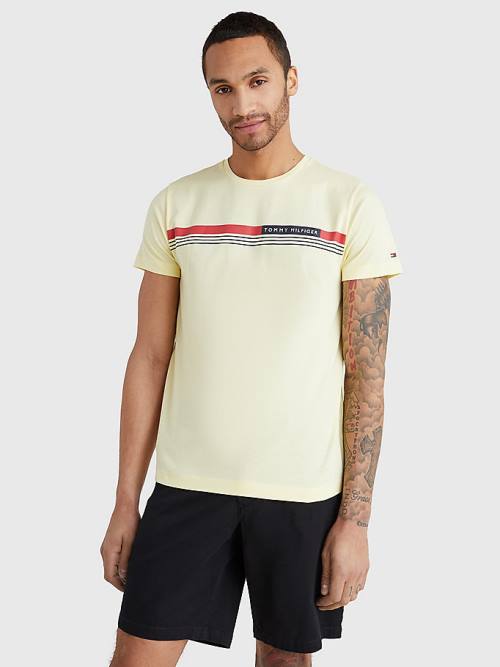 Tommy Hilfiger Signature Tape T-shirts Heren Geel | TH039JBK