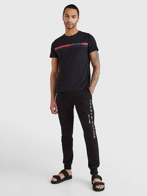 Tommy Hilfiger Signature Tape T-shirts Heren Zwart | TH064YQI