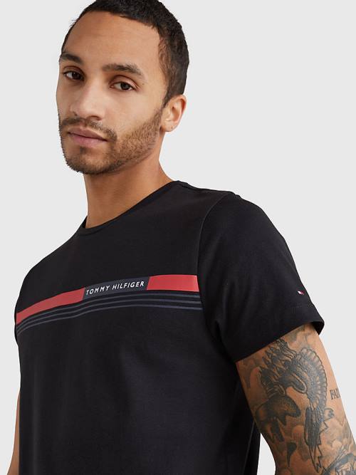 Tommy Hilfiger Signature Tape T-shirts Heren Zwart | TH064YQI