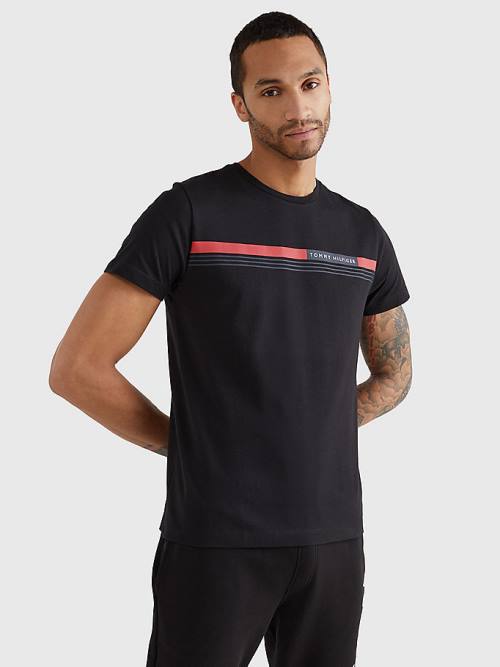 Tommy Hilfiger Signature Tape T-shirts Heren Zwart | TH064YQI