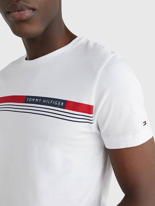 Tommy Hilfiger Signature Tape T-shirts Heren Wit | TH645RZX