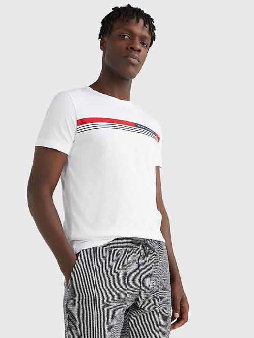 Tommy Hilfiger Signature Tape T-shirts Heren Wit | TH645RZX