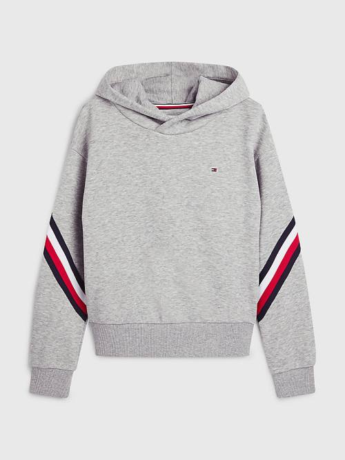 Tommy Hilfiger Signature Trim Slouchy Hoodie Meisjes Grijs | TH913LTZ