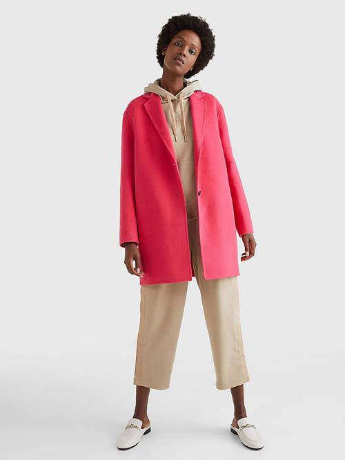 Tommy Hilfiger Signature Undercollar Wool Blend Jassen Dames Roze | TH418PIJ