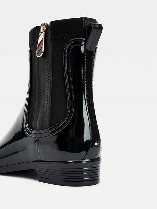 Tommy Hilfiger Signature Zip Ankle Rainboots Laarzen Dames Zwart | TH382BXC