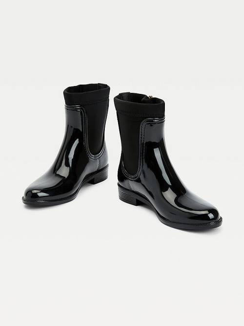 Tommy Hilfiger Signature Zip Ankle Rainboots Laarzen Dames Zwart | TH382BXC