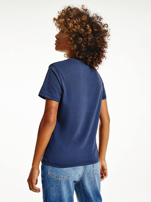 Tommy Hilfiger Single Jersey Slim Fit T-shirts Dames Blauw | TH064UZC