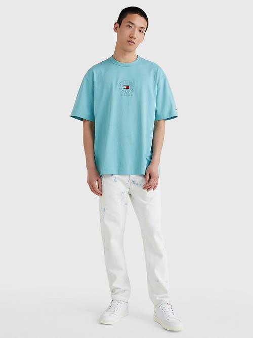 Tommy Hilfiger Skate Fit Logo T-shirts Heren Blauw | TH602DOE