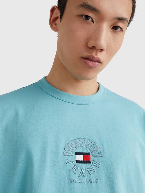 Tommy Hilfiger Skate Fit Logo T-shirts Heren Blauw | TH602DOE