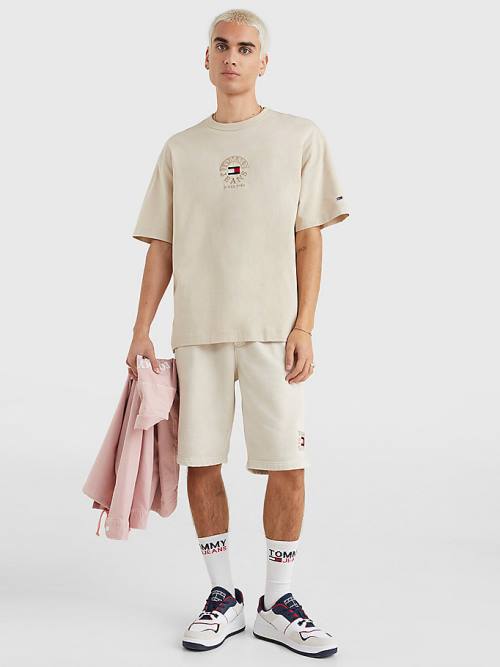 Tommy Hilfiger Skate Fit Logo T-shirts Heren Beige | TH845ZLJ