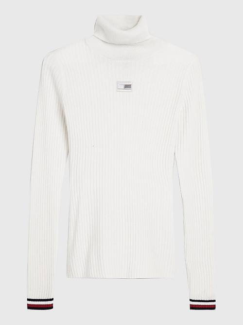 Tommy Hilfiger Skinny Fit Roll Neck Polo Jumper Truien Dames Wit | TH723SPG