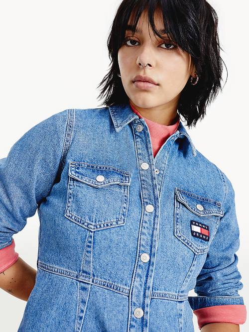 Tommy Hilfiger Slim Fit Denim Shirt Jurken Dames Denim | TH958YPC