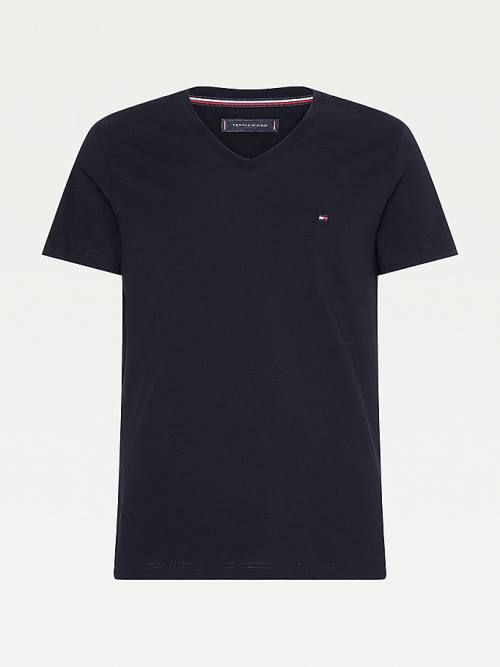 Tommy Hilfiger Slim Fit Katoenen T-shirts Heren Zwart | TH269FKS