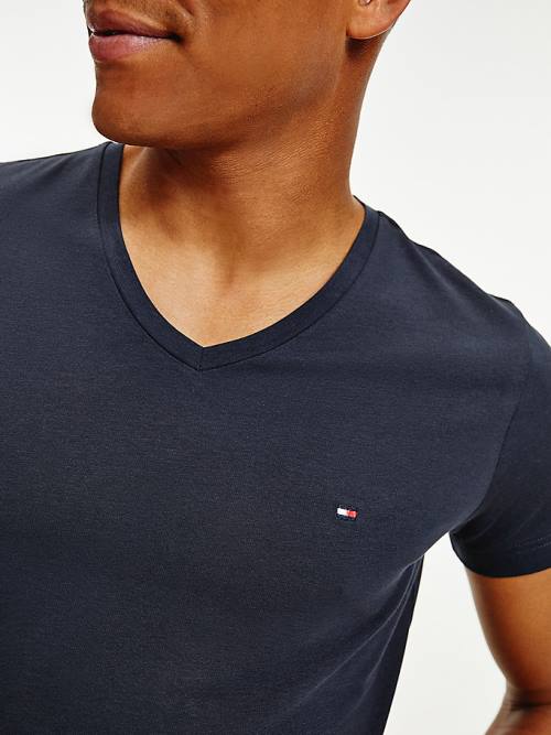 Tommy Hilfiger Slim Fit Katoenen T-shirts Heren Blauw | TH431BAZ