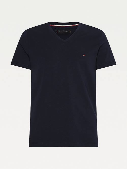 Tommy Hilfiger Slim Fit Katoenen T-shirts Heren Blauw | TH431BAZ