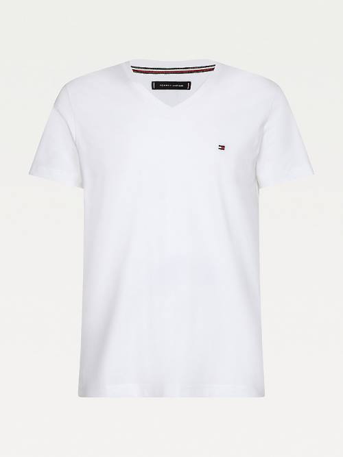 Tommy Hilfiger Slim Fit Katoenen T-shirts Heren Wit | TH501PKA