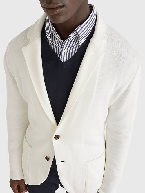 Tommy Hilfiger Slim Fit Knit Blazer Heren Wit | TH961RYG