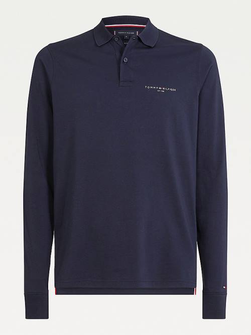 Tommy Hilfiger Slim Fit Long Sleeve Poloshirt Heren Blauw | TH270KBU