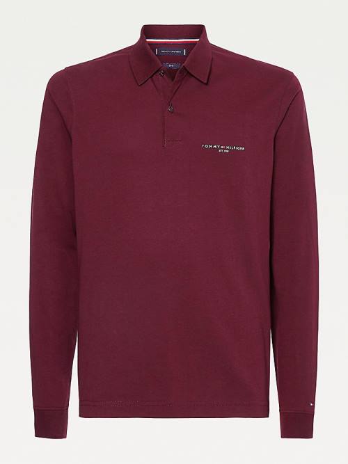 Tommy Hilfiger Slim Fit Long Sleeve Poloshirt Heren Rood | TH976IWM