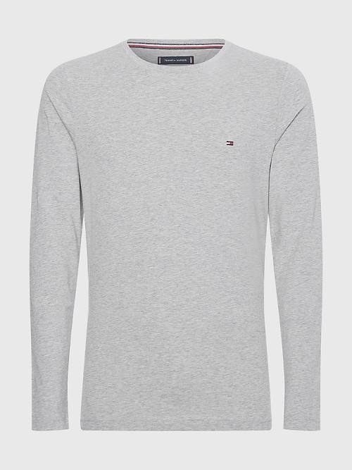 Tommy Hilfiger Slim Fit Long Sleeve T-shirts Heren Grijs | TH546RNW