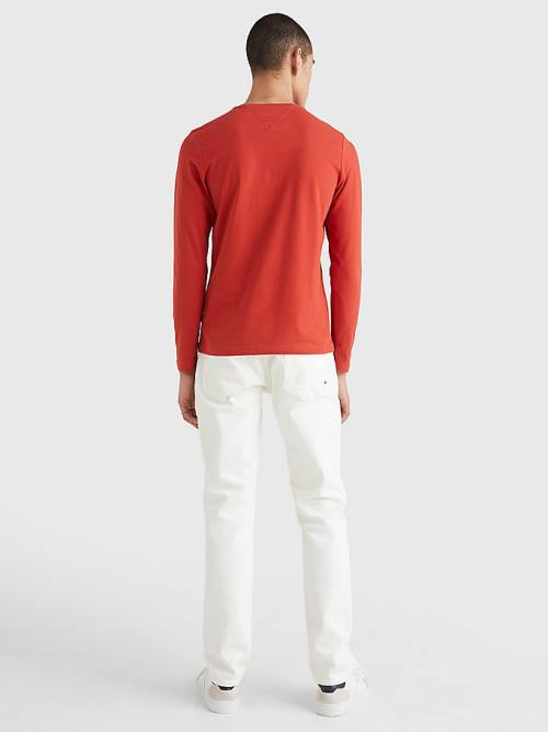 Tommy Hilfiger Slim Fit Long Sleeve T-shirts Heren Rood | TH726PAC