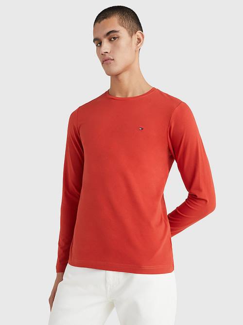 Tommy Hilfiger Slim Fit Long Sleeve T-shirts Heren Rood | TH726PAC