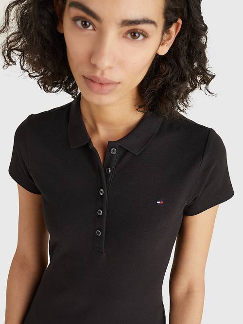 Tommy Hilfiger Slim Fit Polo Jurken Dames Zwart | TH710EUT