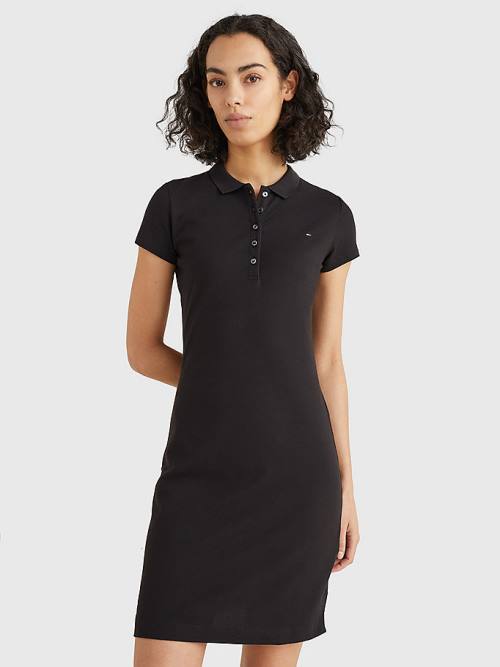 Tommy Hilfiger Slim Fit Polo Jurken Dames Zwart | TH710EUT