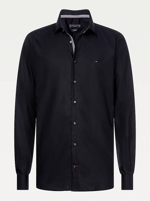 Tommy Hilfiger Slim Fit Poplin Overhemd Heren Zwart | TH382ZNX