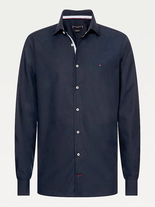 Tommy Hilfiger Slim Fit Poplin Overhemd Heren Blauw | TH835WAQ