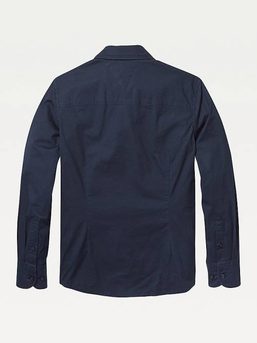 Tommy Hilfiger Slim Fit Stretch Overhemd Jongens Blauw | TH049XCF