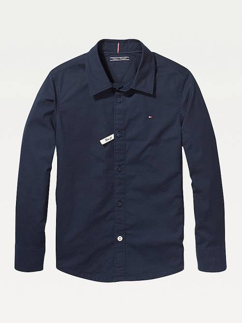 Tommy Hilfiger Slim Fit Stretch Overhemd Jongens Blauw | TH049XCF