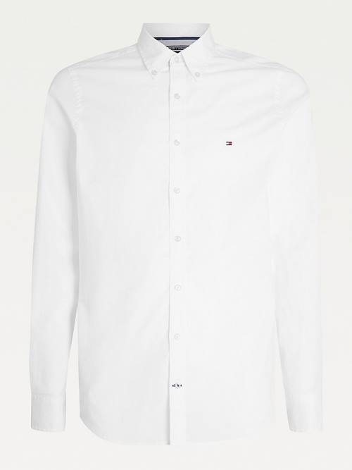 Tommy Hilfiger Slim Fit Stretch Poplin Overhemd Heren Wit | TH783KJA